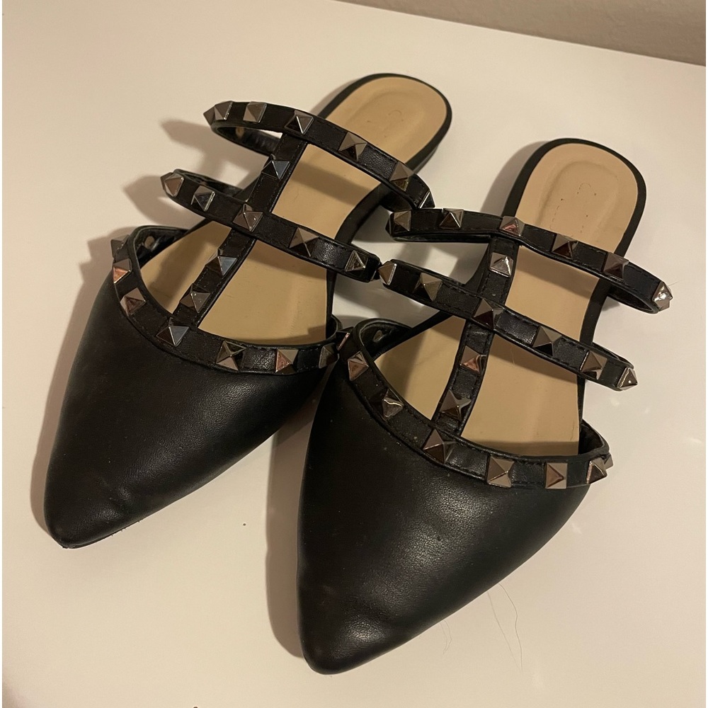 Black Studded Flats